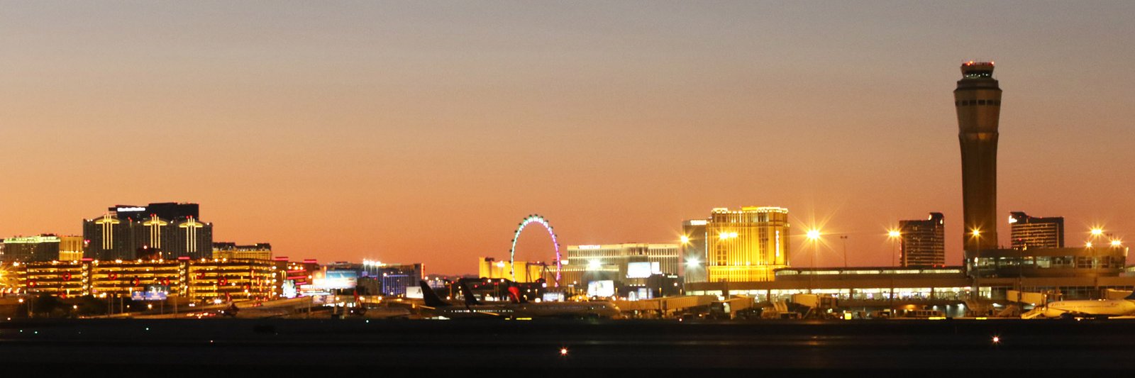 Harry Reid International Airport and Las Vegas skyline